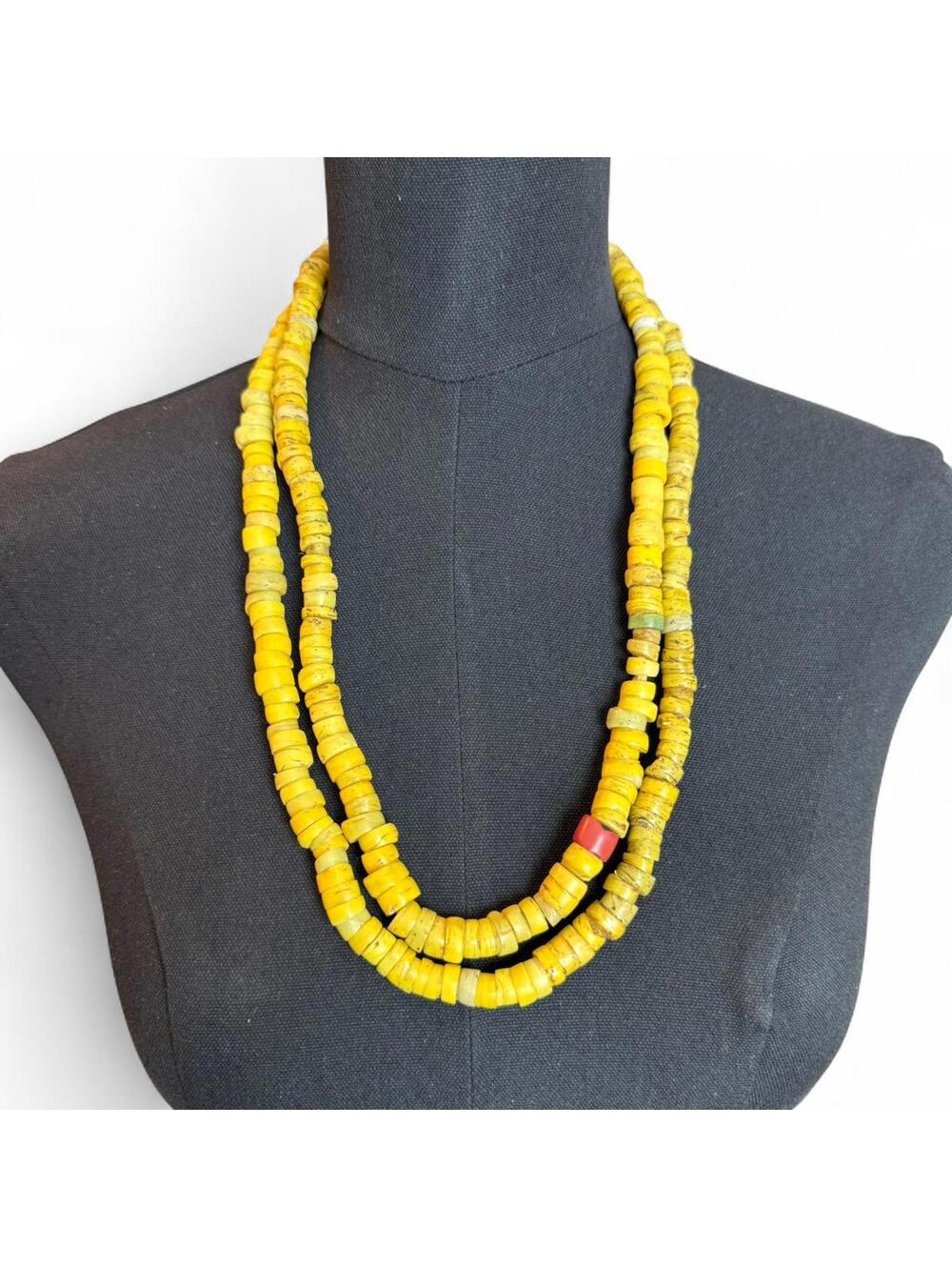 Two Strands of Yellow and Orange West African Hebro Kano Beads